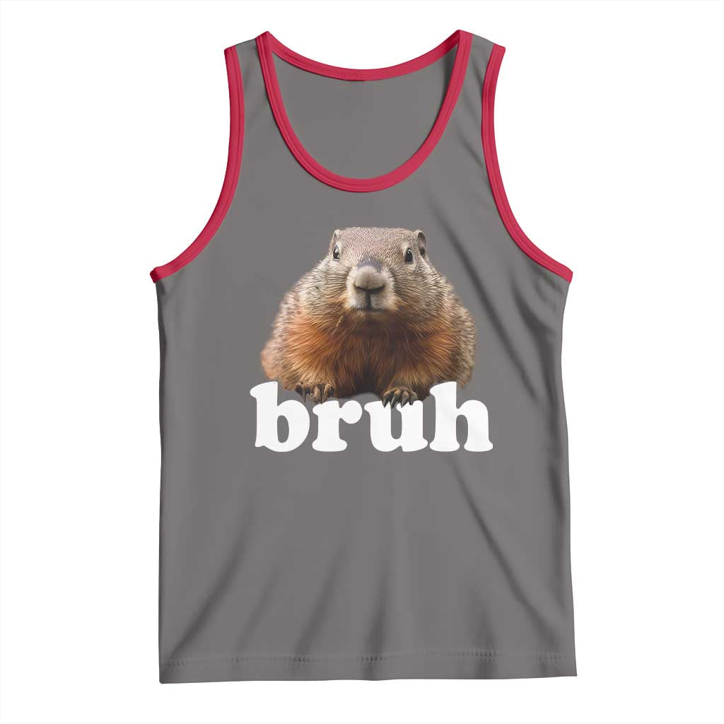 Bruh Groundhog Tank Top Funny Woodchuck Youth Teens Kids Slang TS10 Deep Heather Red Print Your Wear