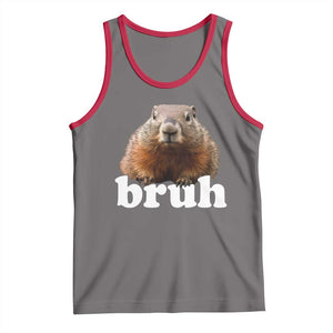 Bruh Groundhog Tank Top Funny Woodchuck Youth Teens Kids Slang TS10 Deep Heather Red Print Your Wear