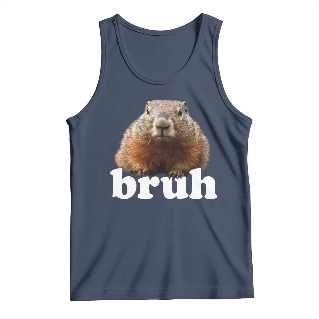 Bruh Groundhog Tank Top Funny Woodchuck Youth Teens Kids Slang TS10 Navy Print Your Wear