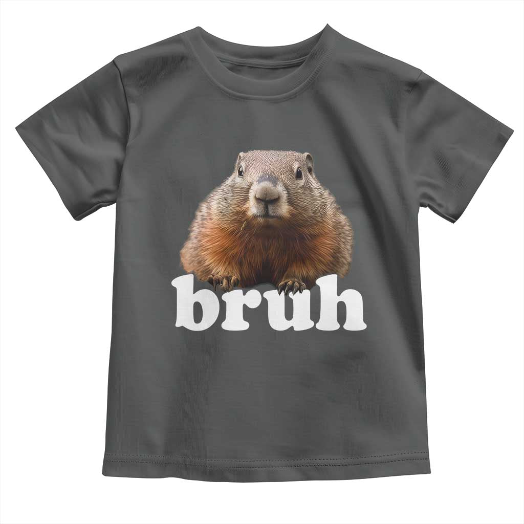 Bruh Groundhog Toddler T Shirt Funny Woodchuck Youth Teens Kids Slang TS10 Dark Heather Print Your Wear