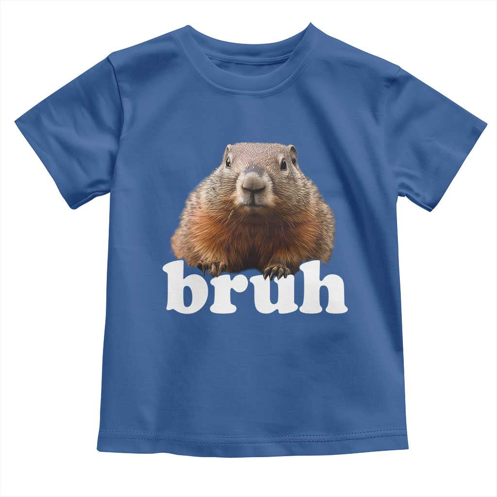 Bruh Groundhog Toddler T Shirt Funny Woodchuck Youth Teens Kids Slang TS10 Royal Blue Print Your Wear