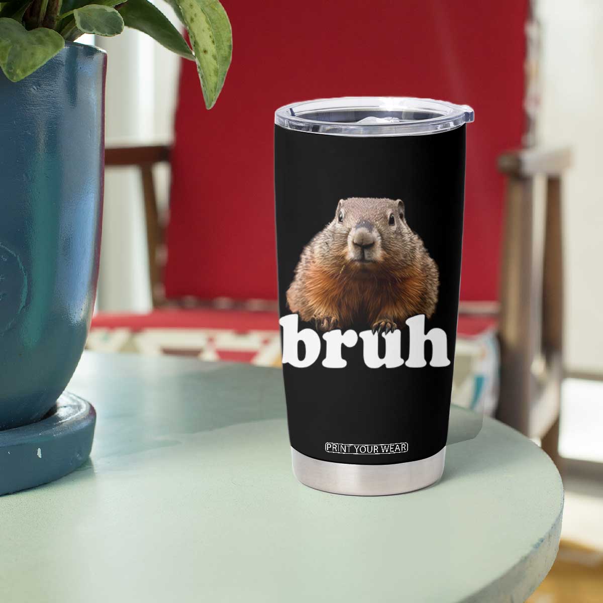 Bruh Groundhog Tumbler Cup Funny Woodchuck Youth Teens Kids Slang TS10 Print Your Wear