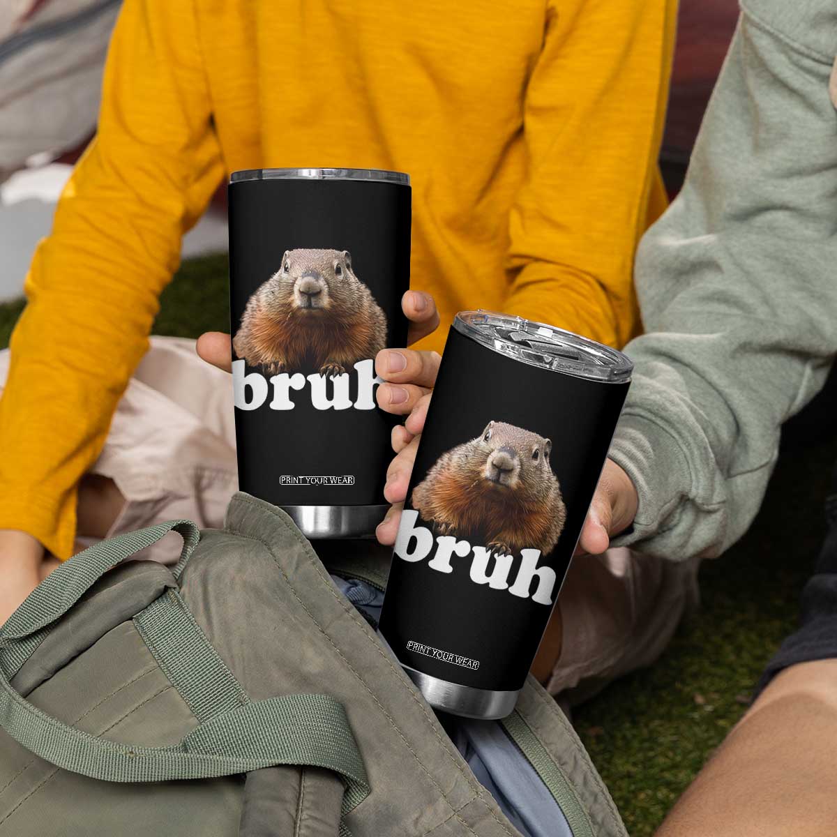 Bruh Groundhog Tumbler Cup Funny Woodchuck Youth Teens Kids Slang TS10 Print Your Wear