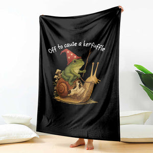 Whimsical Frog Wizard Meme Throw Blanket Off to Cause A Kerfuffle TS10 Print Your Wear