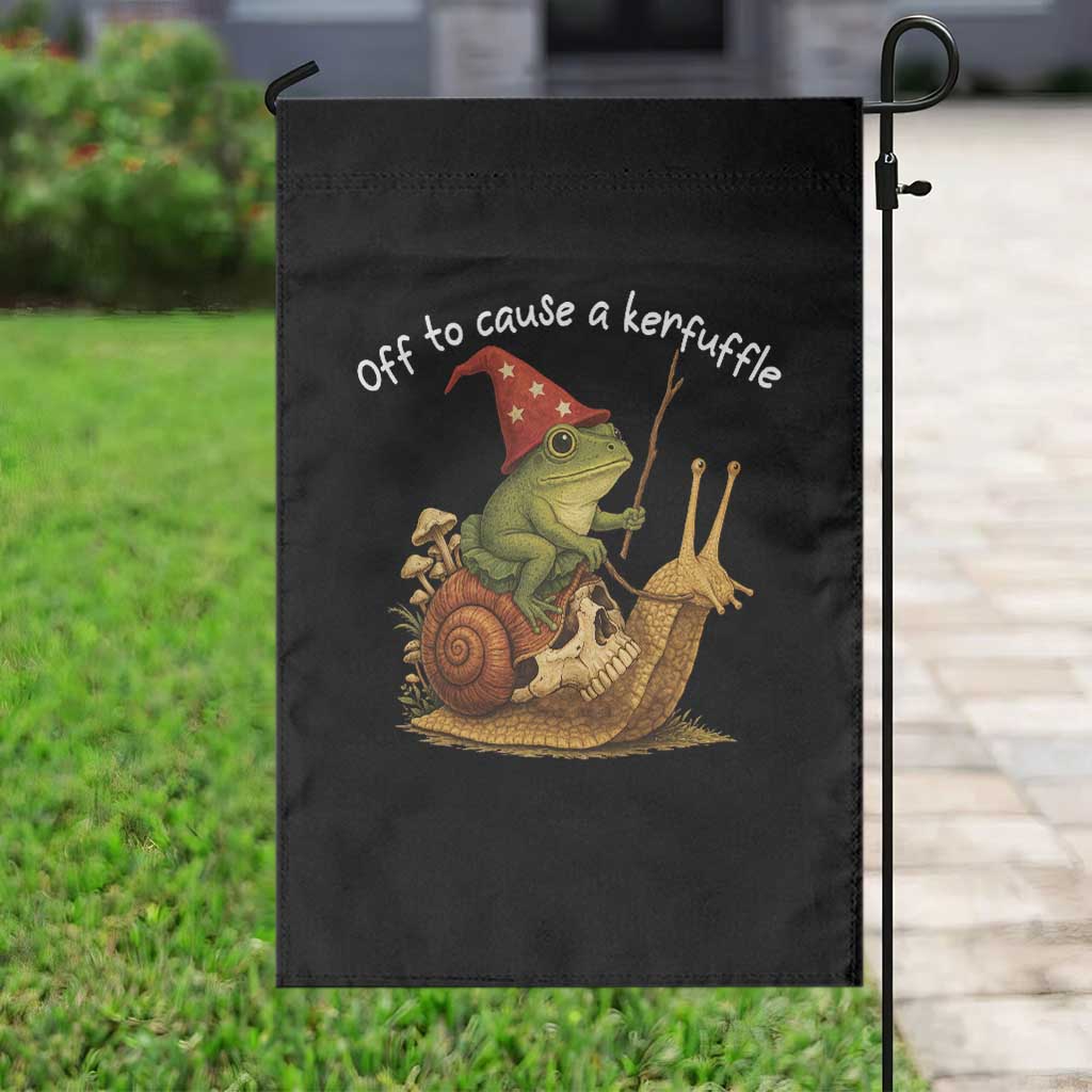 Whimsical Frog Wizard Meme Garden Flag Off to Cause A Kerfuffle TS10 Print Your Wear