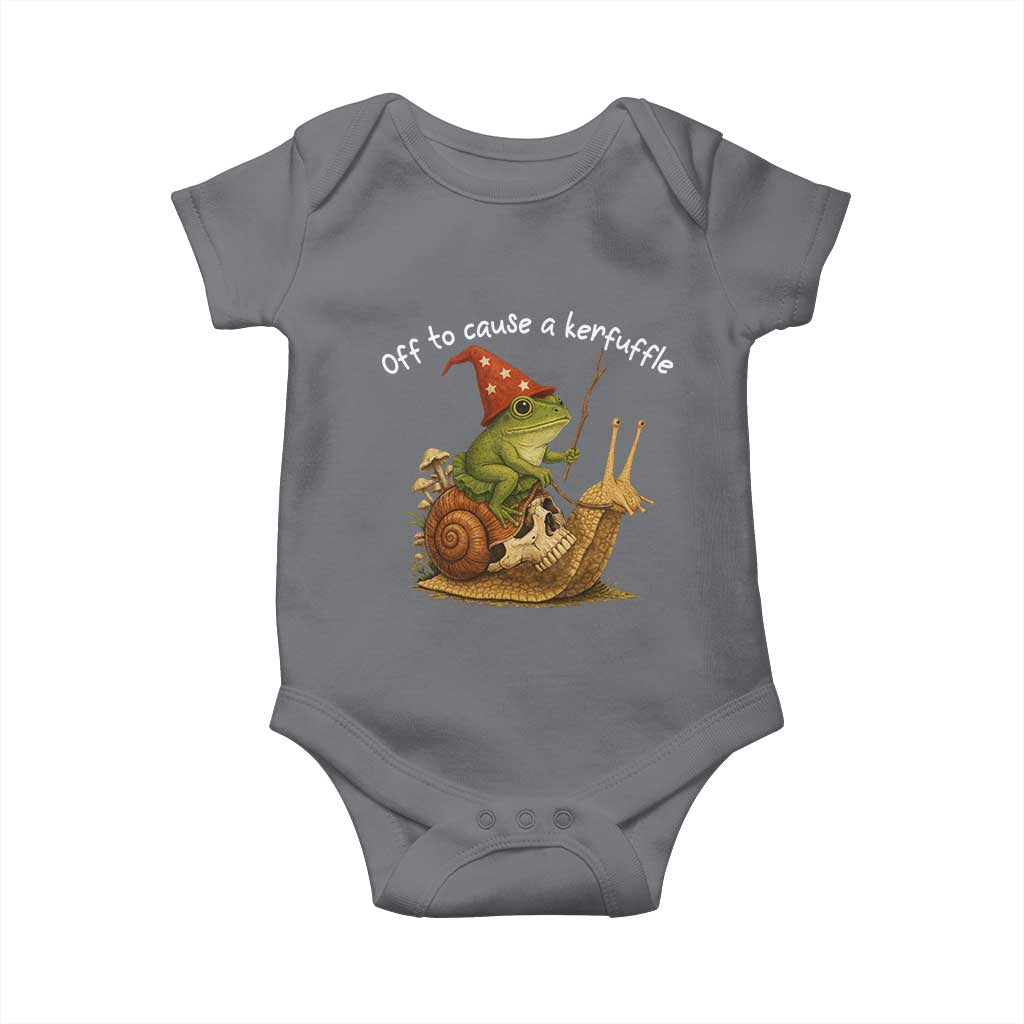 Whimsical Frog Wizard Meme Baby Onesie Off to Cause A Kerfuffle TS10 Charcoal Print Your Wear