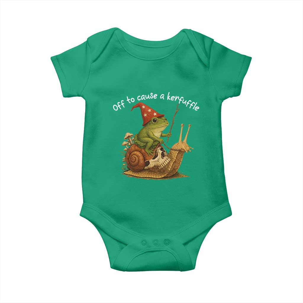 Whimsical Frog Wizard Meme Baby Onesie Off to Cause A Kerfuffle TS10 Irish Green Print Your Wear