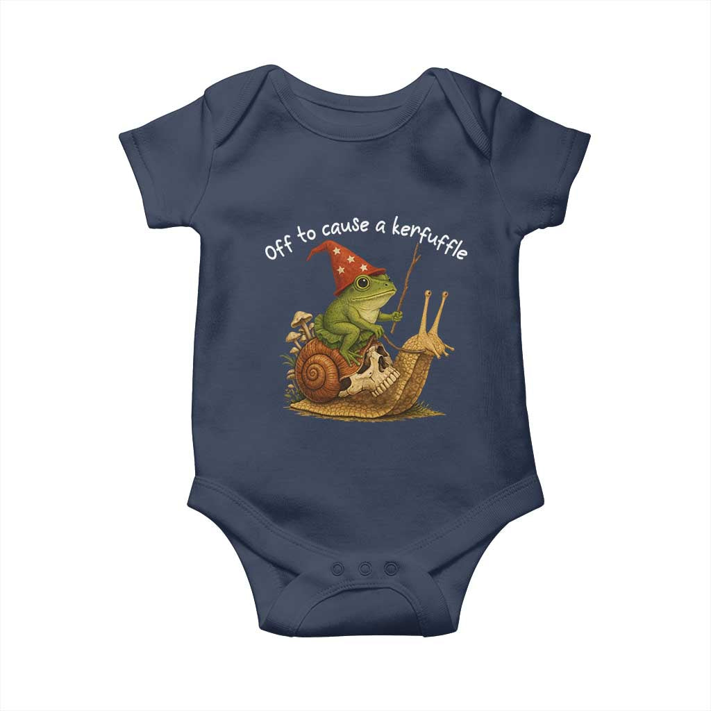 Whimsical Frog Wizard Meme Baby Onesie Off to Cause A Kerfuffle TS10 Navy Print Your Wear