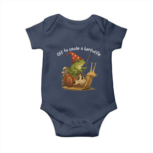 Whimsical Frog Wizard Meme Baby Onesie Off to Cause A Kerfuffle TS10 Navy Print Your Wear