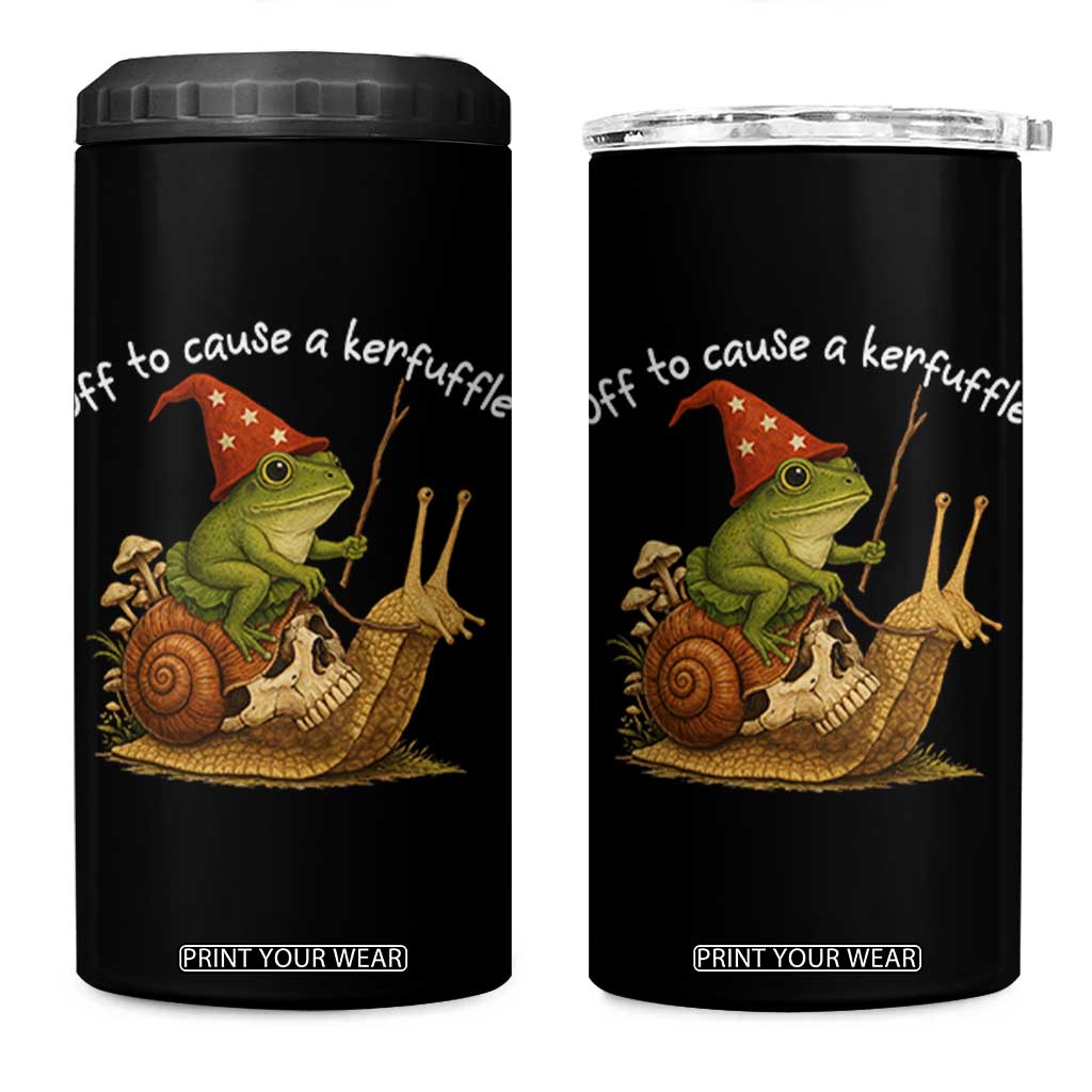 Whimsical Frog Wizard Meme 4 in 1 Can Cooler Tumbler Off to Cause A Kerfuffle TS10 One Size: 16 oz Black Print Your Wear