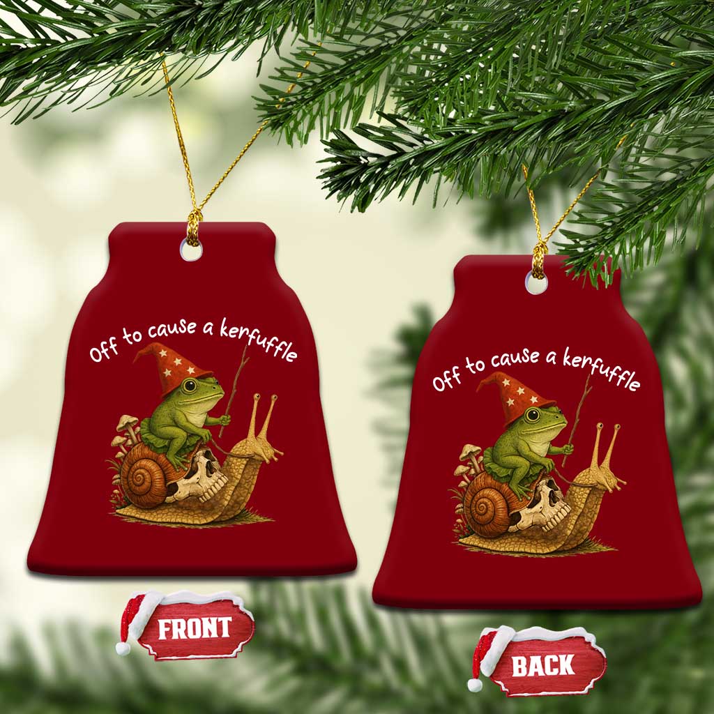 Whimsical Frog Wizard Meme Ceramic Ornament Off to Cause A Kerfuffle TS10 Print Your Wear