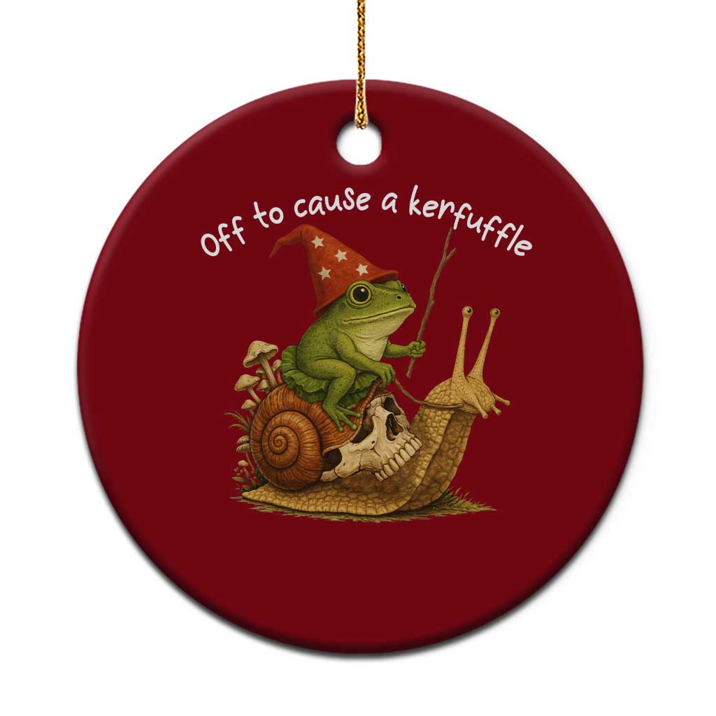 Whimsical Frog Wizard Meme Ceramic Ornament Off to Cause A Kerfuffle TS10 1pc Red Print Your Wear