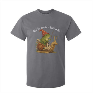 Whimsical Frog Wizard Meme T Shirt For Kid Off to Cause A Kerfuffle TS10 Charcoal Print Your Wear