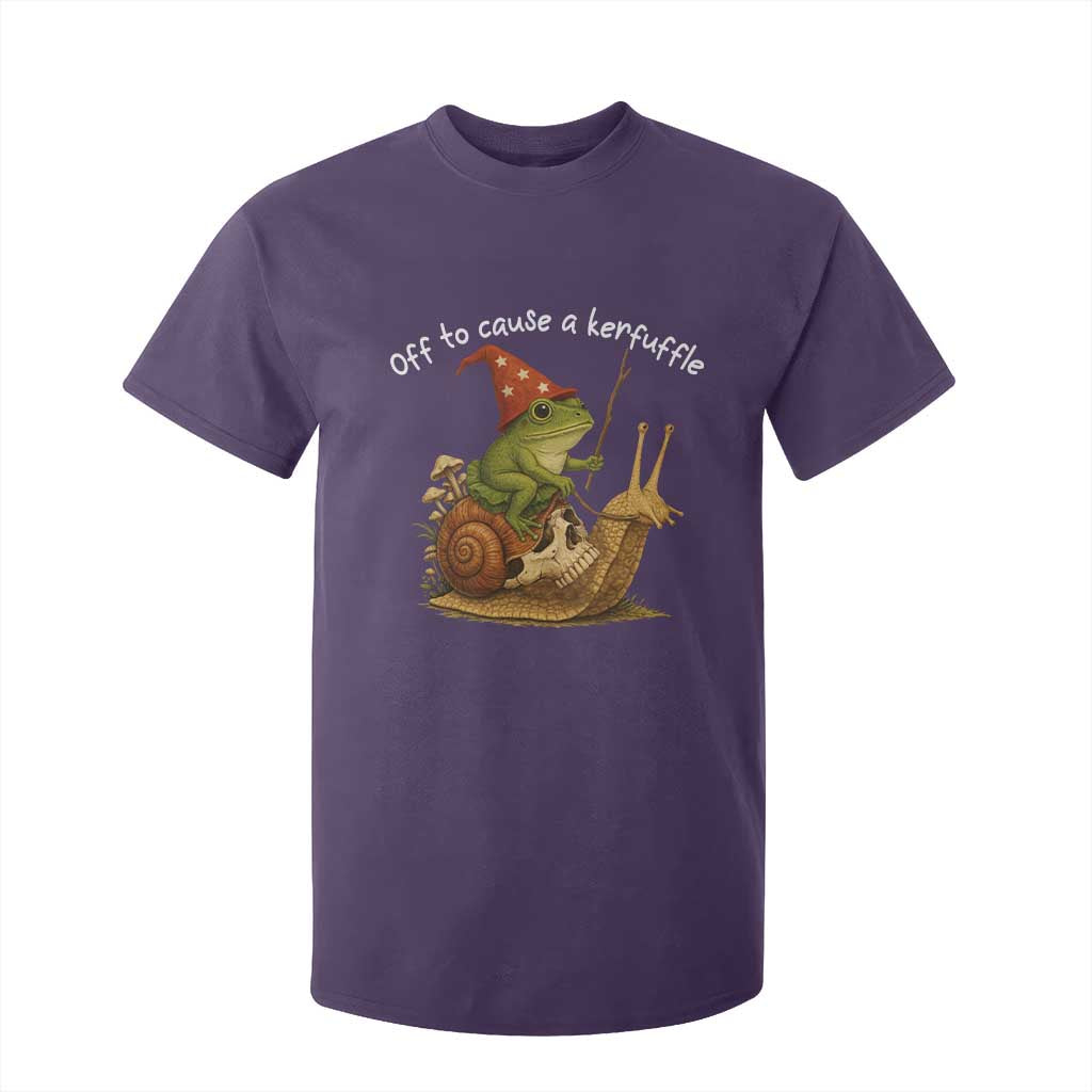 Whimsical Frog Wizard Meme T Shirt For Kid Off to Cause A Kerfuffle TS10 Purple Print Your Wear