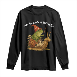 Whimsical Frog Wizard Meme Long Sleeve Shirt Off to Cause A Kerfuffle TS10 Black Print Your Wear