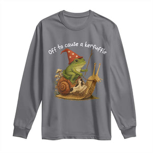 Whimsical Frog Wizard Meme Long Sleeve Shirt Off to Cause A Kerfuffle TS10 Charcoal Print Your Wear