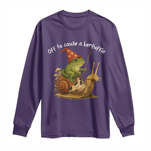Whimsical Frog Wizard Meme Long Sleeve Shirt Off to Cause A Kerfuffle TS10 Purple Print Your Wear