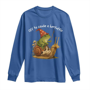 Whimsical Frog Wizard Meme Long Sleeve Shirt Off to Cause A Kerfuffle TS10 Royal Blue Print Your Wear