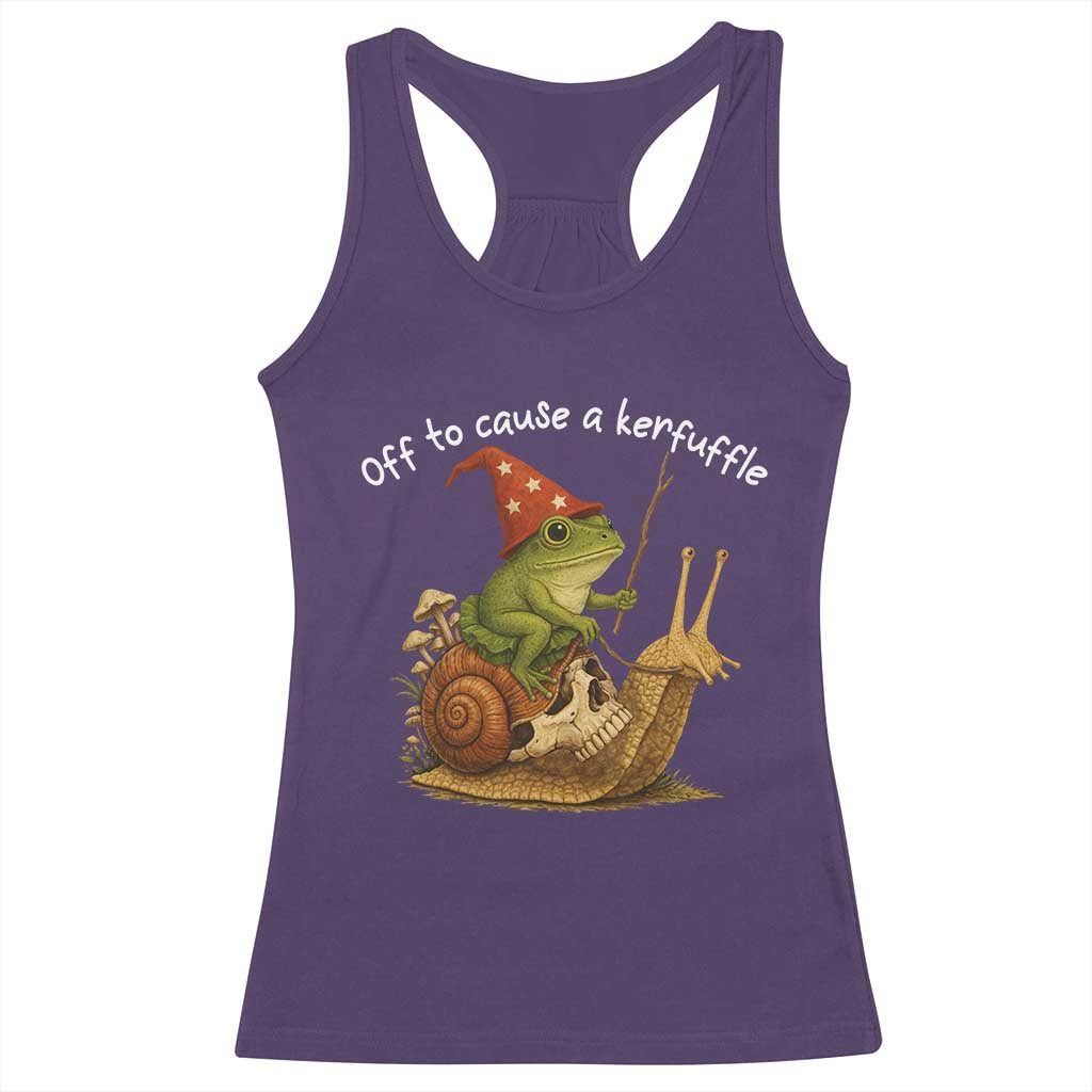 Whimsical Frog Wizard Meme Racerback Tank Top Off to Cause A Kerfuffle TS10 Purple Print Your Wear