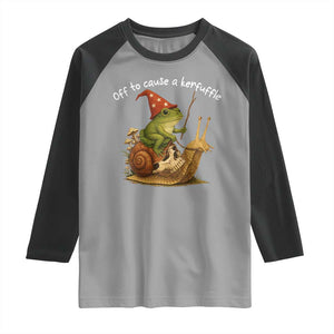 Whimsical Frog Wizard Meme Raglan Shirt Off to Cause A Kerfuffle TS10 Sport Gray Black Print Your Wear