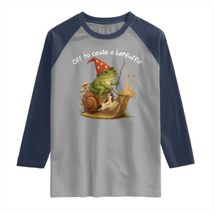 Whimsical Frog Wizard Meme Raglan Shirt Off to Cause A Kerfuffle TS10 Sport Gray Navy Print Your Wear