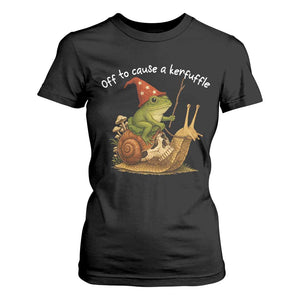 Whimsical Frog Wizard Meme T Shirt For Women Off to Cause A Kerfuffle TS10 Black Print Your Wear