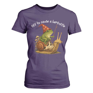 Whimsical Frog Wizard Meme T Shirt For Women Off to Cause A Kerfuffle TS10 Purple Print Your Wear