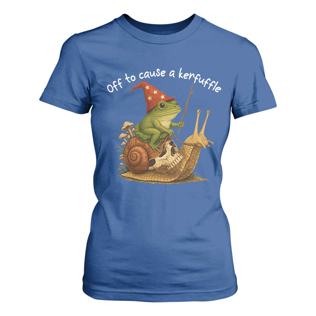 Whimsical Frog Wizard Meme T Shirt For Women Off to Cause A Kerfuffle TS10 Royal Blue Print Your Wear