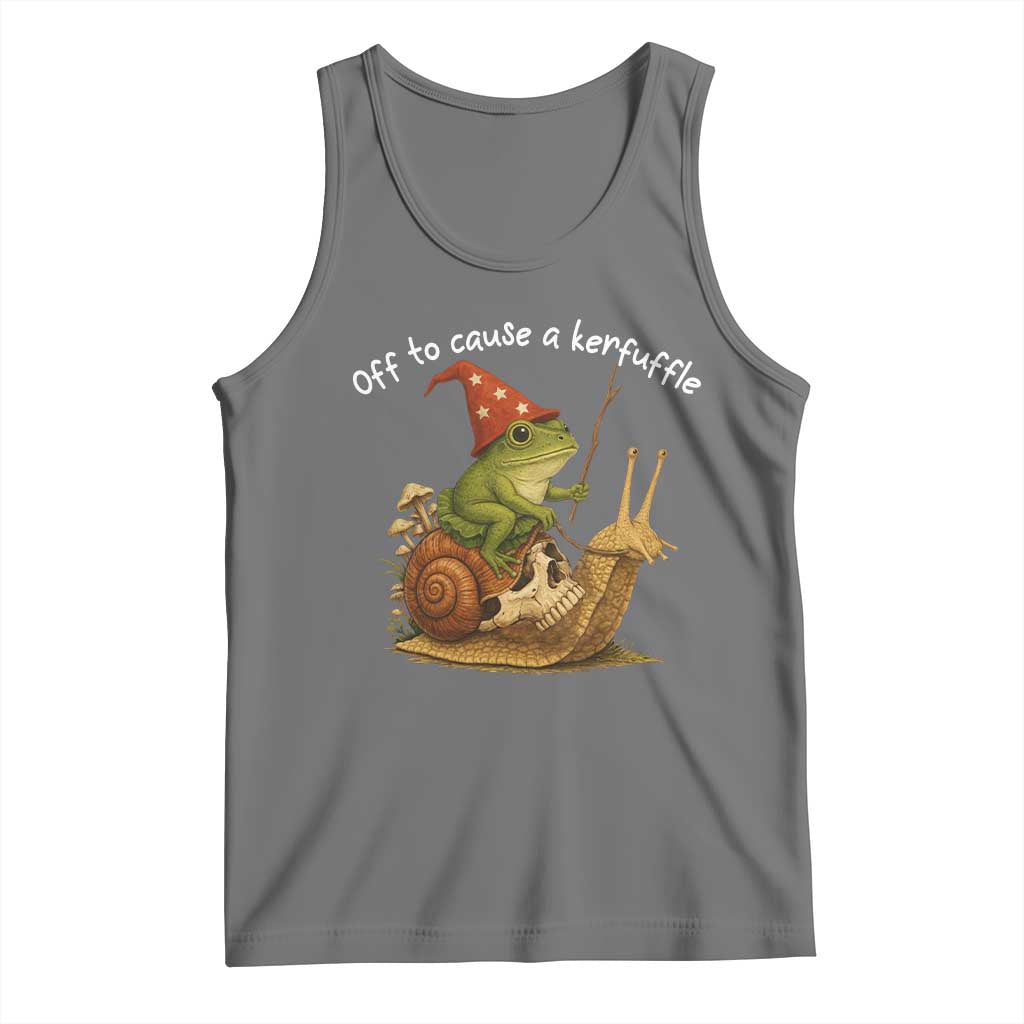 Whimsical Frog Wizard Meme Tank Top Off to Cause A Kerfuffle TS10 Black Heather Print Your Wear