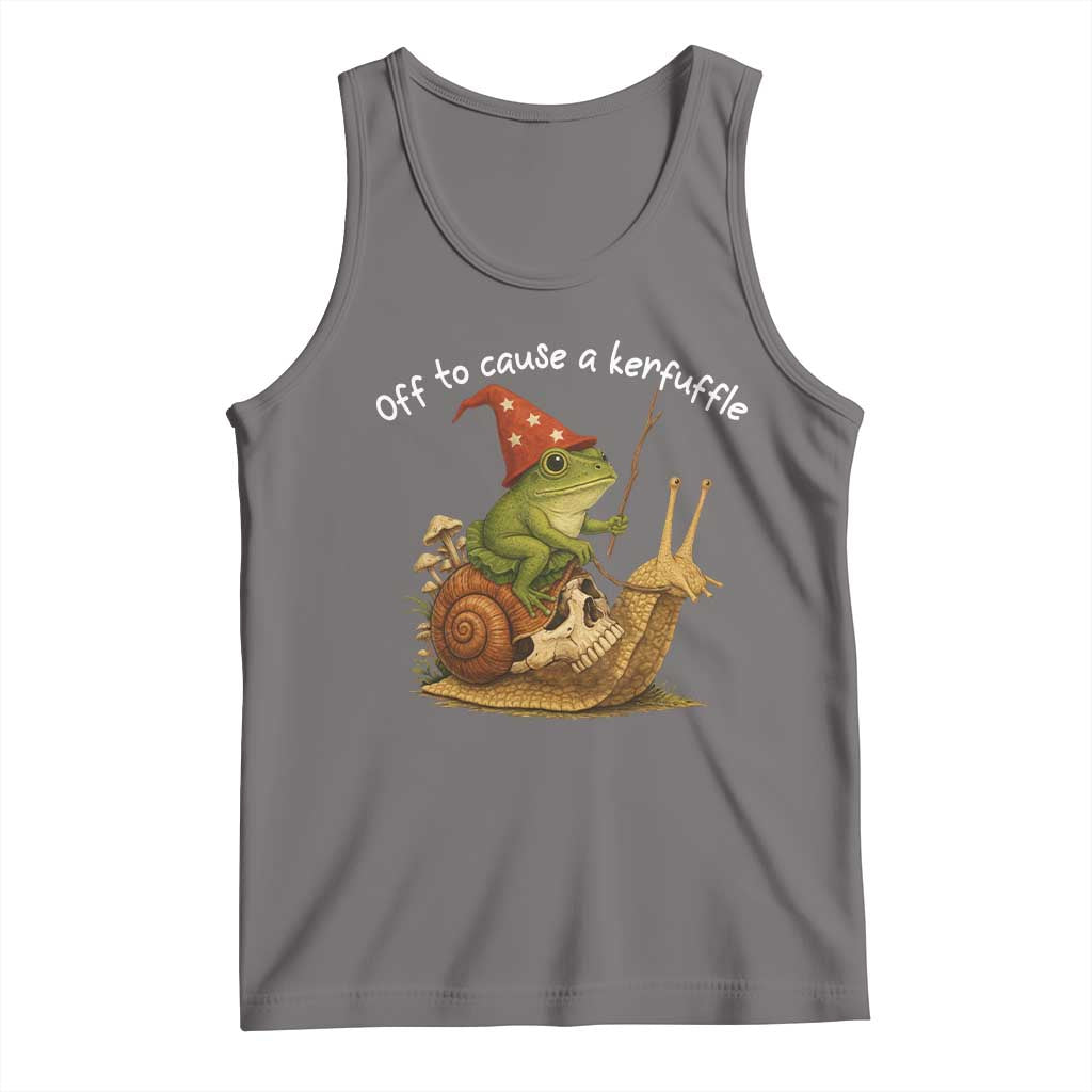 Whimsical Frog Wizard Meme Tank Top Off to Cause A Kerfuffle TS10 Deep Heather Print Your Wear