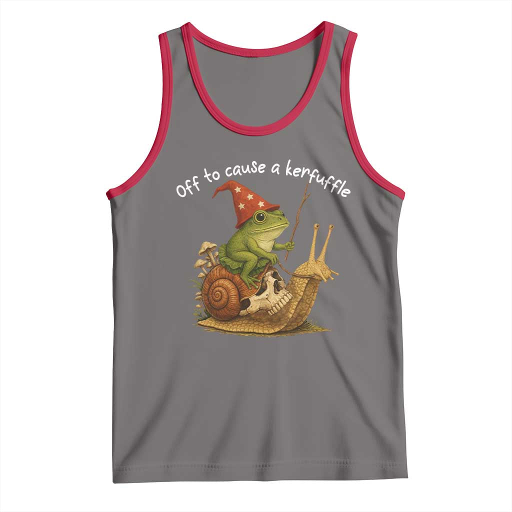 Whimsical Frog Wizard Meme Tank Top Off to Cause A Kerfuffle TS10 Deep Heather Red Print Your Wear