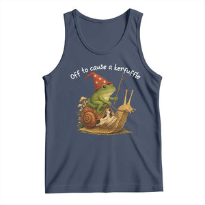 Whimsical Frog Wizard Meme Tank Top Off to Cause A Kerfuffle TS10 Navy Print Your Wear