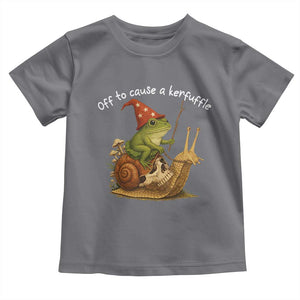 Whimsical Frog Wizard Meme Toddler T Shirt Off to Cause A Kerfuffle TS10 Charcoal Print Your Wear