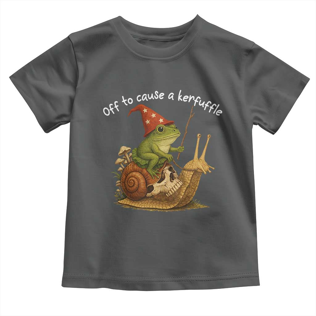 Whimsical Frog Wizard Meme Toddler T Shirt Off to Cause A Kerfuffle TS10 Dark Heather Print Your Wear