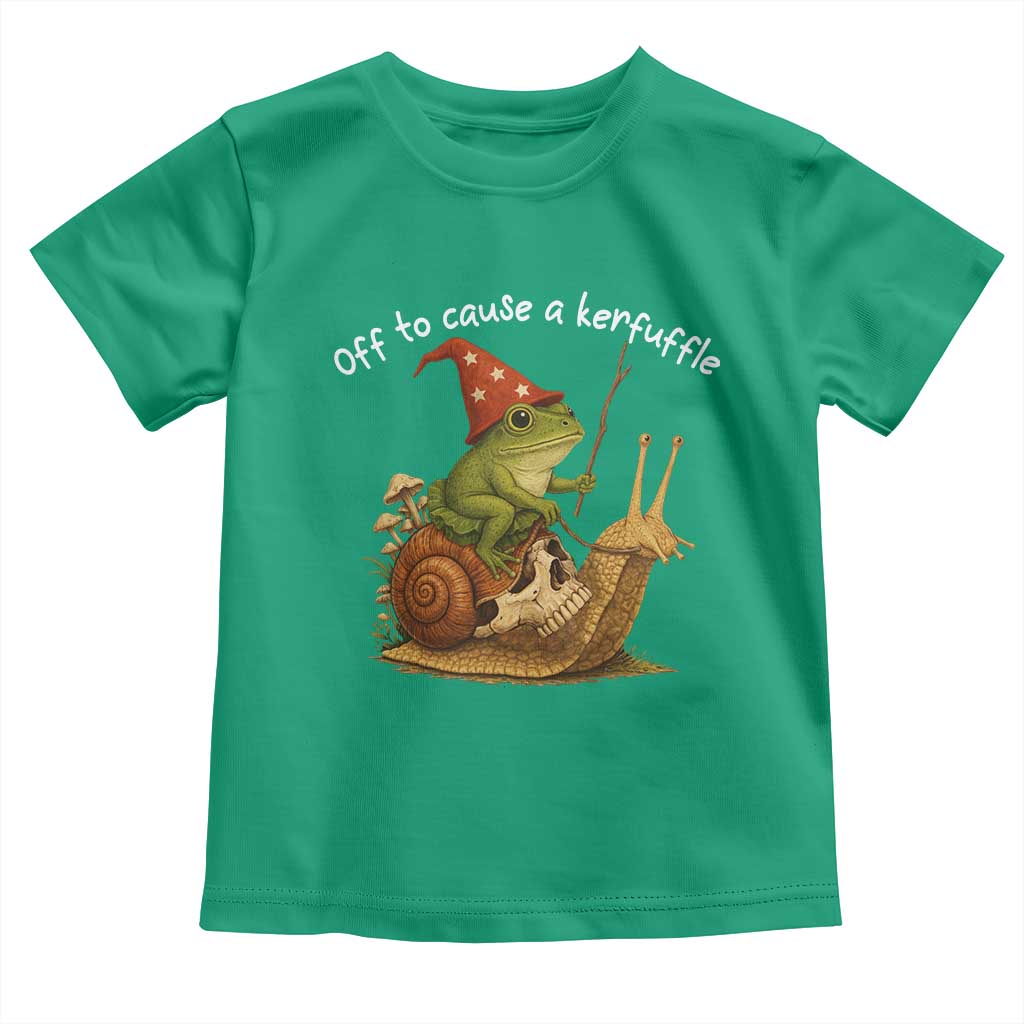 Whimsical Frog Wizard Meme Toddler T Shirt Off to Cause A Kerfuffle TS10 Irish Green Print Your Wear