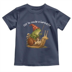 Whimsical Frog Wizard Meme Toddler T Shirt Off to Cause A Kerfuffle TS10 Navy Print Your Wear