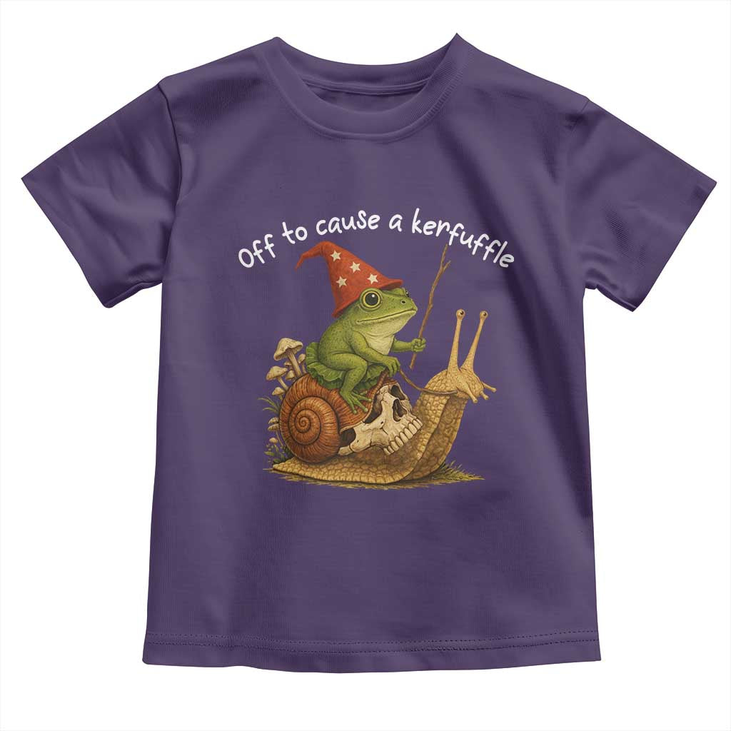 Whimsical Frog Wizard Meme Toddler T Shirt Off to Cause A Kerfuffle TS10 Purple Print Your Wear