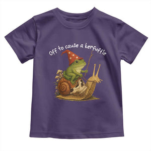 Whimsical Frog Wizard Meme Toddler T Shirt Off to Cause A Kerfuffle TS10 Purple Print Your Wear