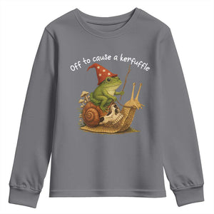 Whimsical Frog Wizard Meme Youth Sweatshirt Off to Cause A Kerfuffle TS10 Charcoal Print Your Wear
