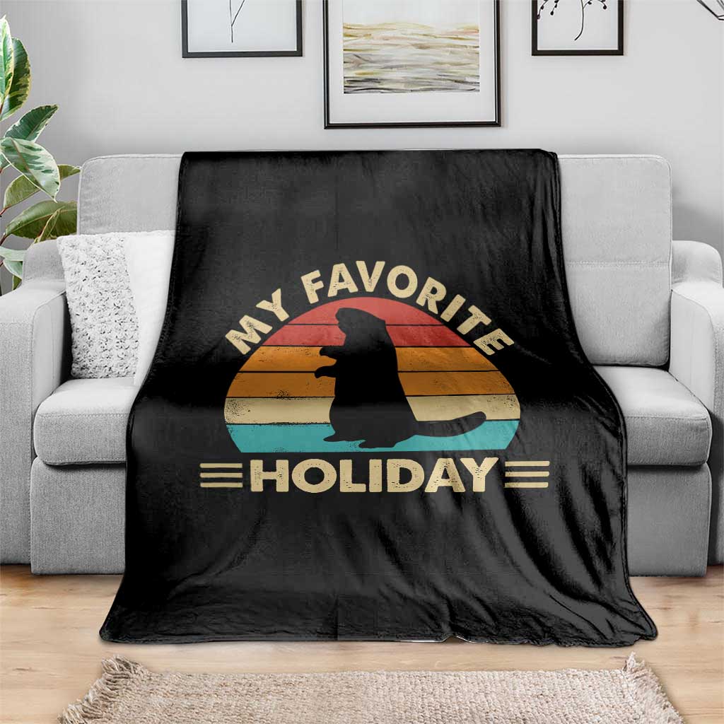 Groundhog Day Throw Blanket My Favorite Holiday Retro Woodchuck TS10 Print Your Wear