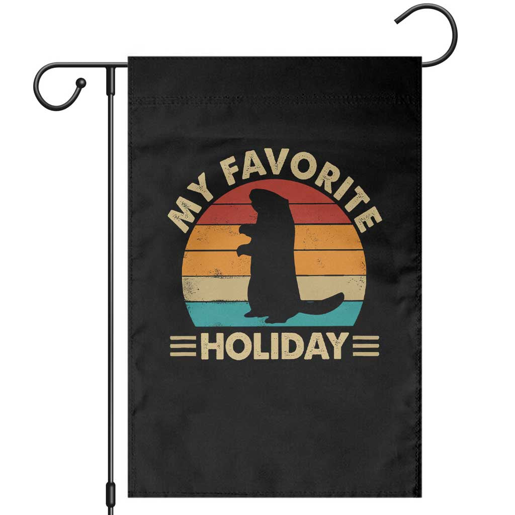 Groundhog Day Garden Flag My Favorite Holiday Retro Woodchuck TS10 Black Print Your Wear