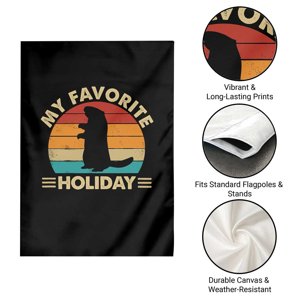 Groundhog Day Garden Flag My Favorite Holiday Retro Woodchuck TS10 Print Your Wear