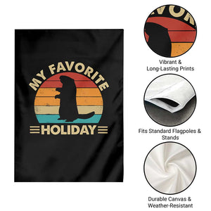 Groundhog Day Garden Flag My Favorite Holiday Retro Woodchuck TS10 Print Your Wear