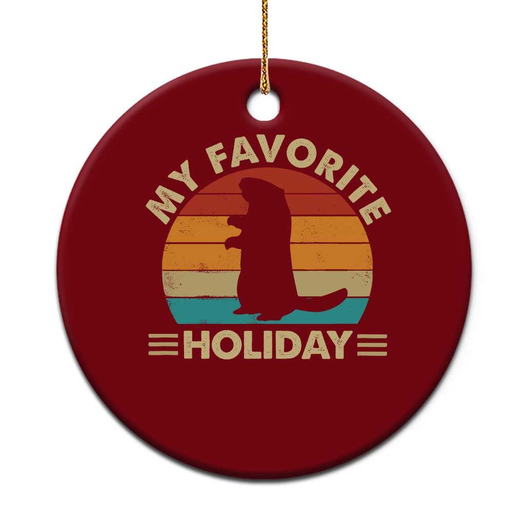 Groundhog Day Ceramic Ornament My Favorite Holiday Retro Woodchuck TS10 1pc Red Print Your Wear