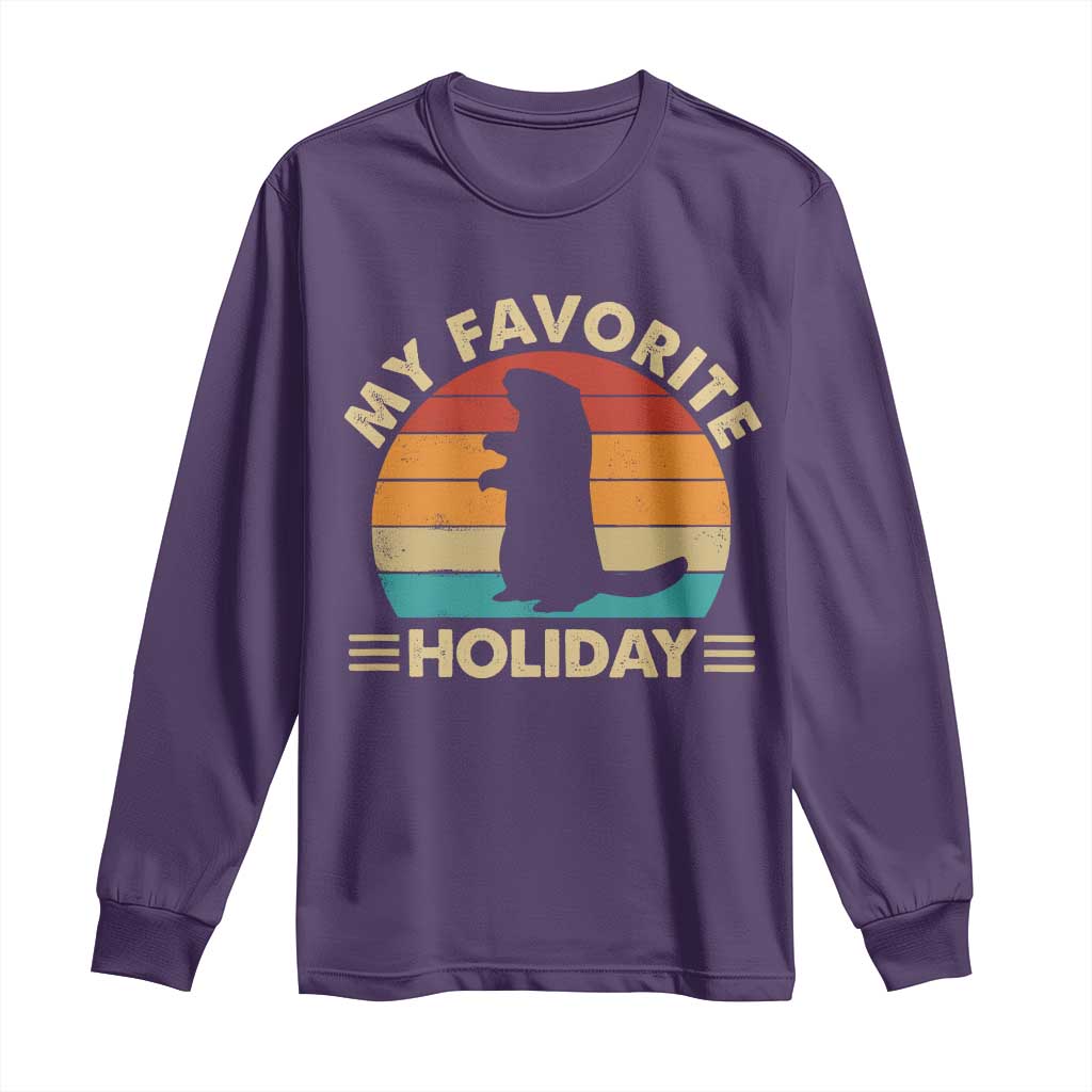 Groundhog Day Long Sleeve Shirt My Favorite Holiday Retro Woodchuck TS10 Purple Print Your Wear