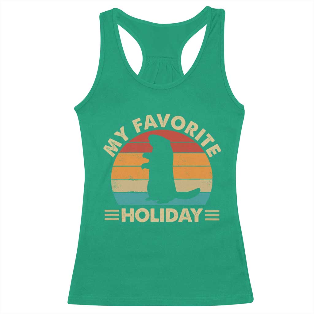 Groundhog Day Racerback Tank Top My Favorite Holiday Retro Woodchuck TS10 Irish Green Print Your Wear
