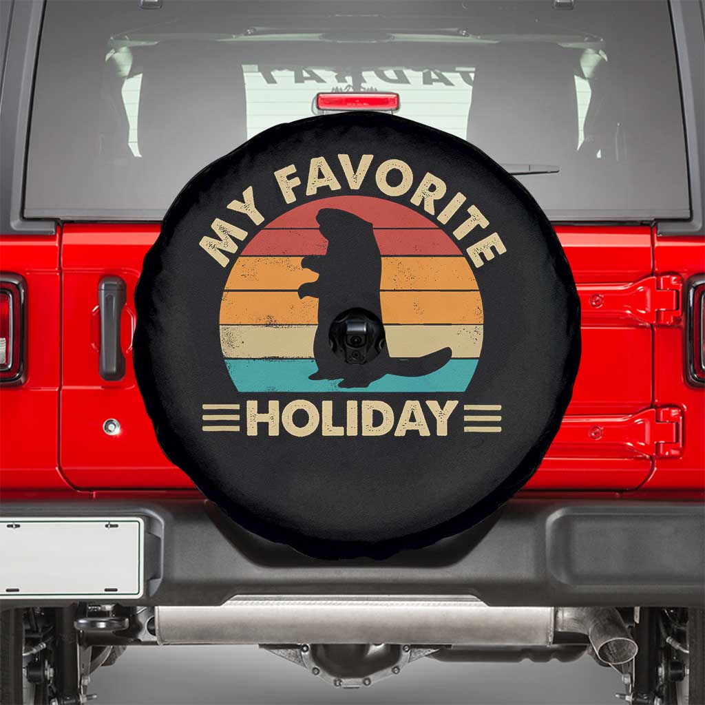 Groundhog Day Spare Tire Cover My Favorite Holiday Retro Woodchuck TS10 Black Print Your Wear