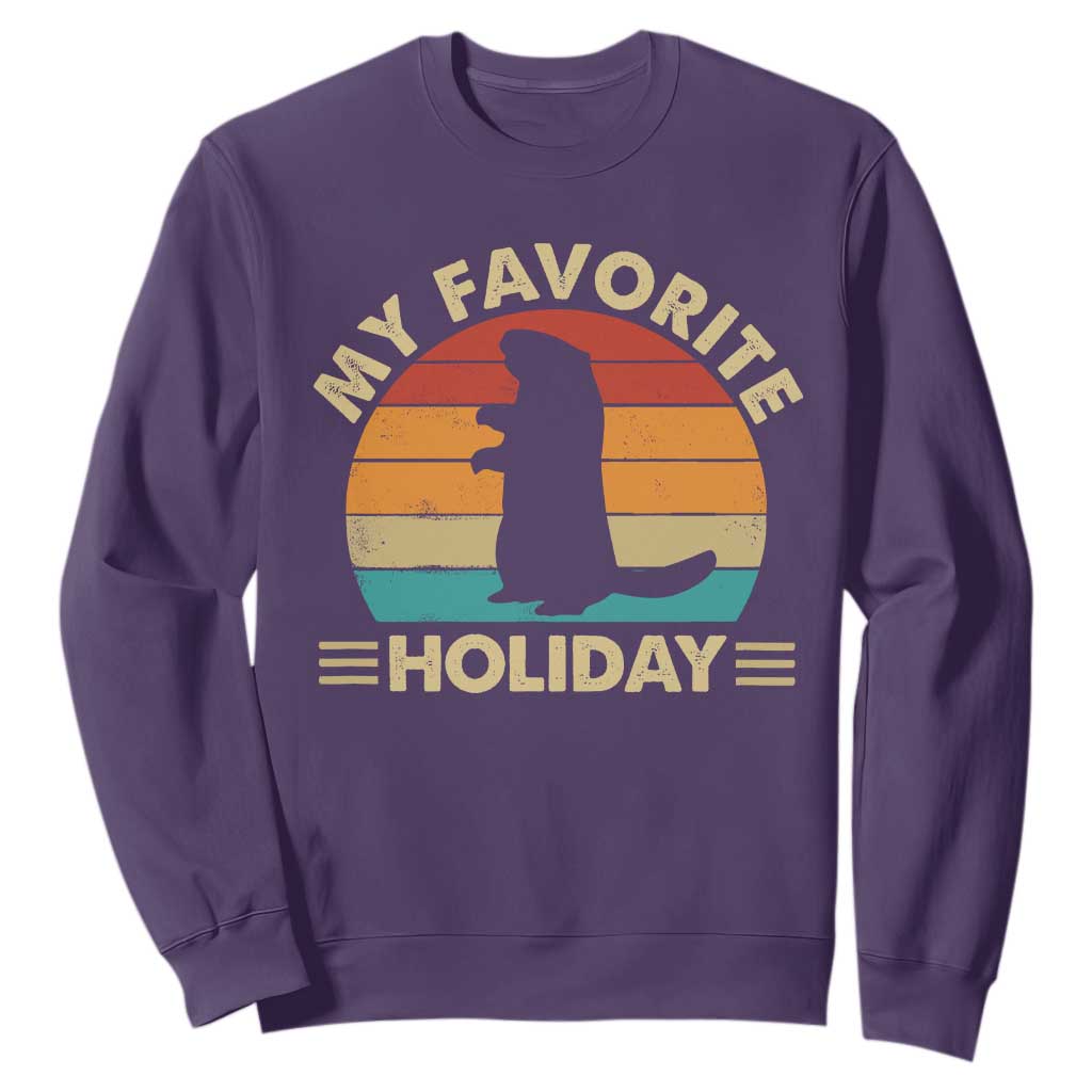 Groundhog Day Sweatshirt My Favorite Holiday Retro Woodchuck TS10 Purple Print Your Wear