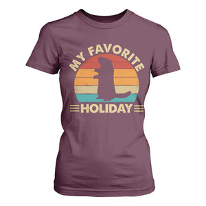 Groundhog Day T Shirt For Women My Favorite Holiday Retro Woodchuck TS10 Maroon Print Your Wear