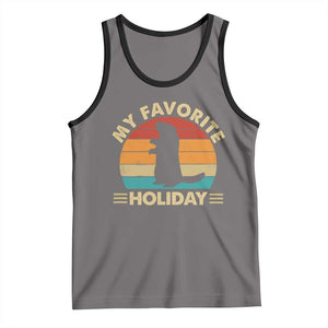 Groundhog Day Tank Top My Favorite Holiday Retro Woodchuck TS10 Deep Heather Black Print Your Wear